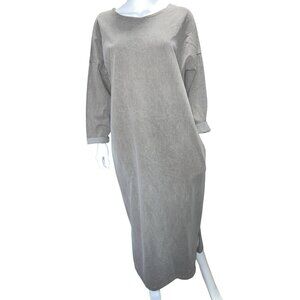 Mill Valley Dress Womens L Taupe Cotton Long Sleeve Maxi